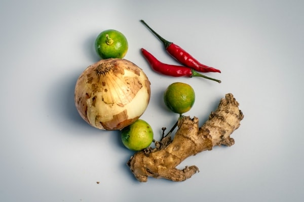 Aromatics: chili, ginger, and onion
