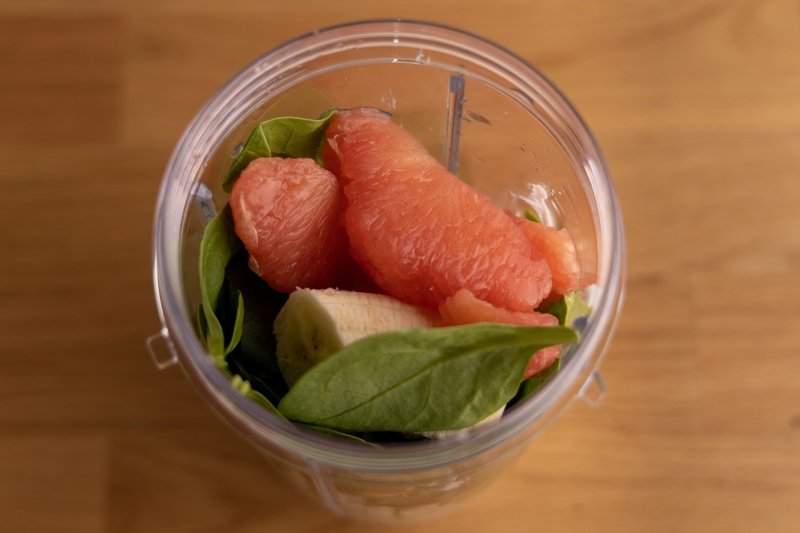 Defrosted grapefruit added to a smoothie