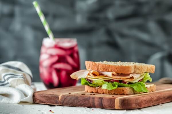 Sandwich on a wooden board